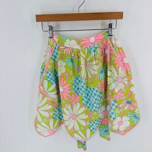 Vintage Floral Gingham Patchwork Apron Retro 60s 70s Kitchen Hostess‎